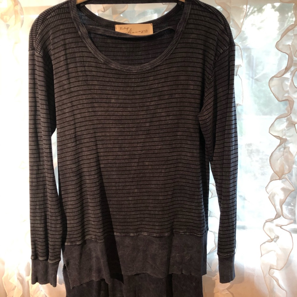 Navy long sleeve shirt with opening in front